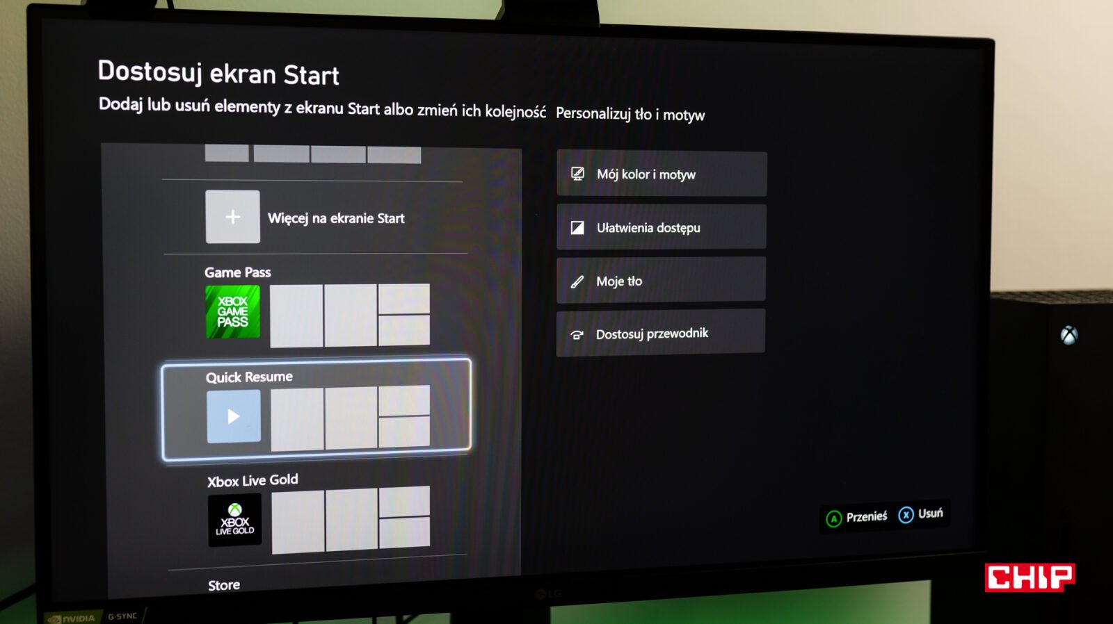 Opcje personalizacji interfejsu konsoli Xbox
