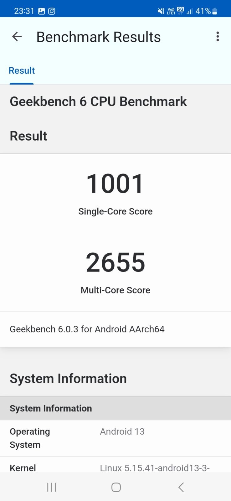 Samsung Galaxy A54 5G - Geekbench 6