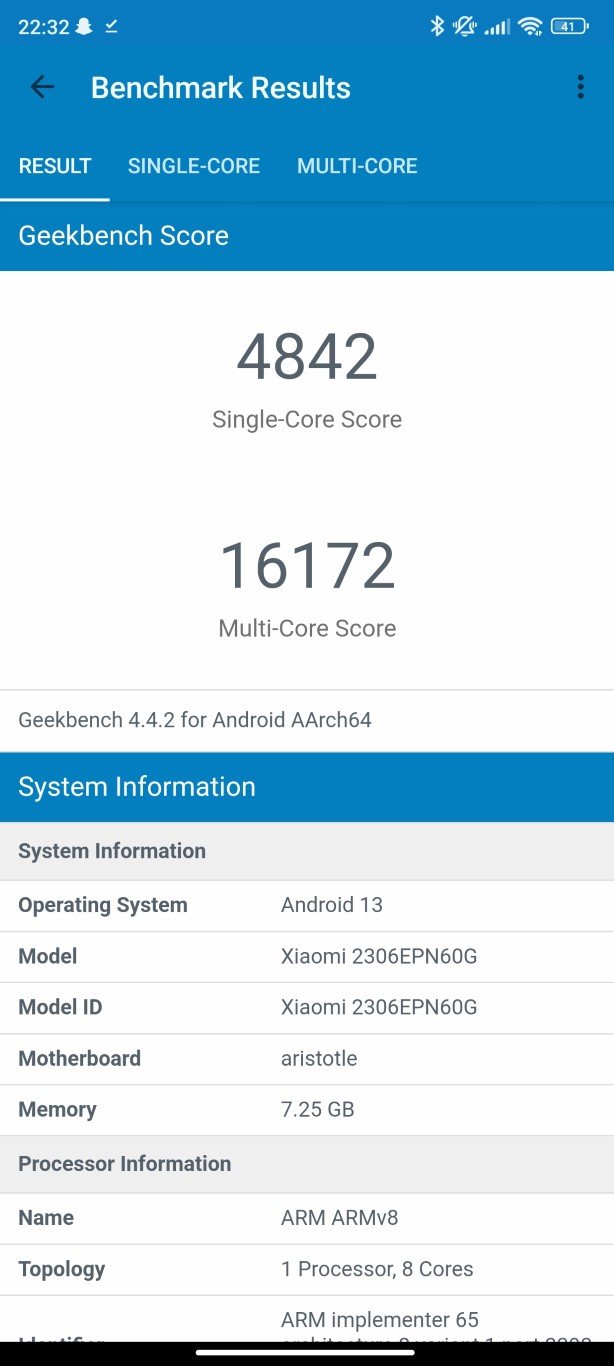 Xiaomi 13T - Geekbench 4 4842/16712