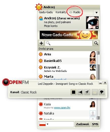 Użytkownicy najnowszej wersji Gadu-Gadu mogą w trakcie pogawędek słuchać internetowej platformy radiowej Open.FM