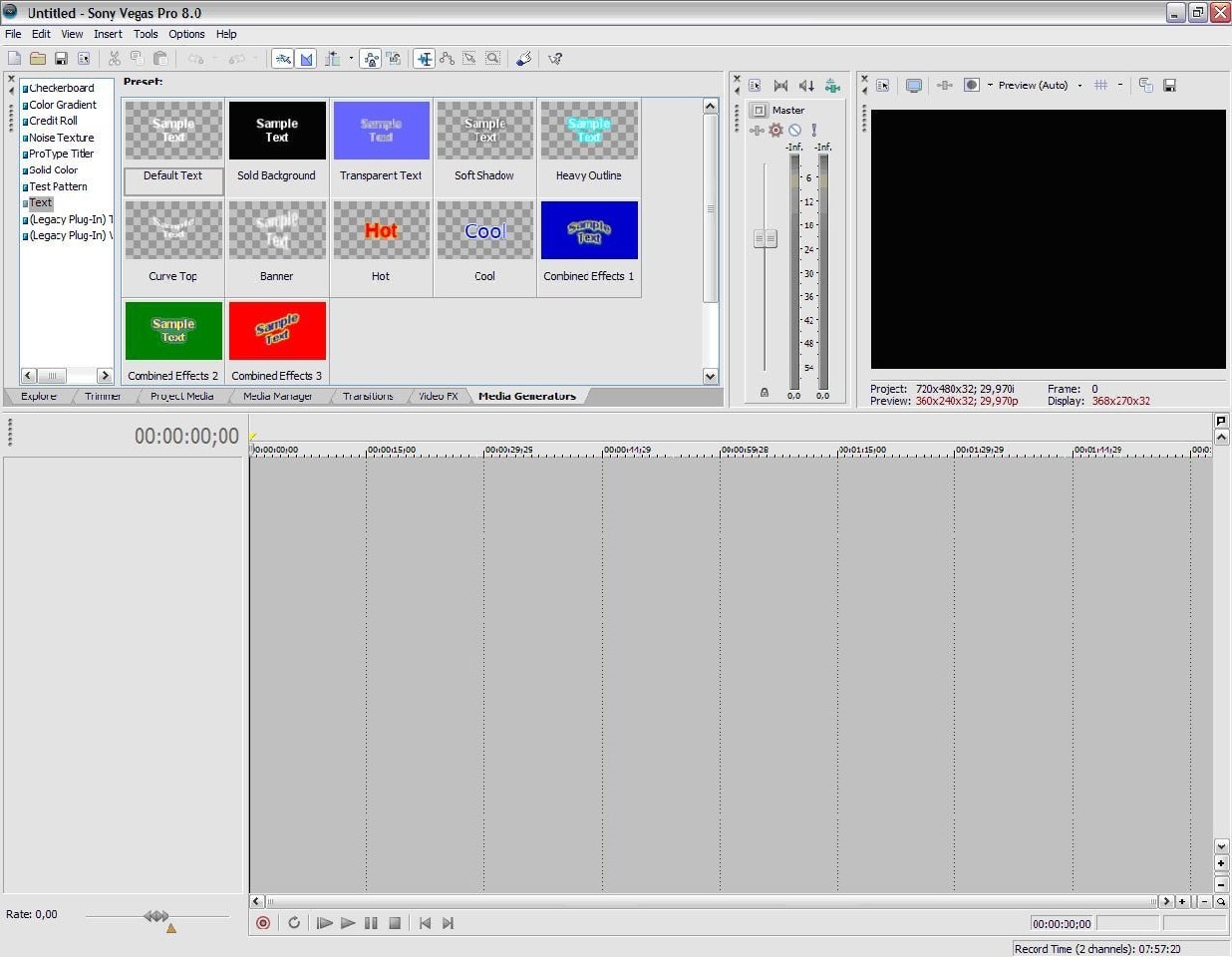 Sony Vegas Pro 8 – interfejs użytkownika
