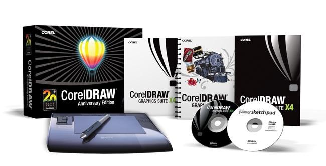 Wydanie jubileuszowe zawiera pakiet CorelDRAW Graphics Suite X4, tablet graficzny Wacom Intuos3 A6 Wide (4X6) oraz nowy moduł szkicowania Corel Painter Sketch Pad