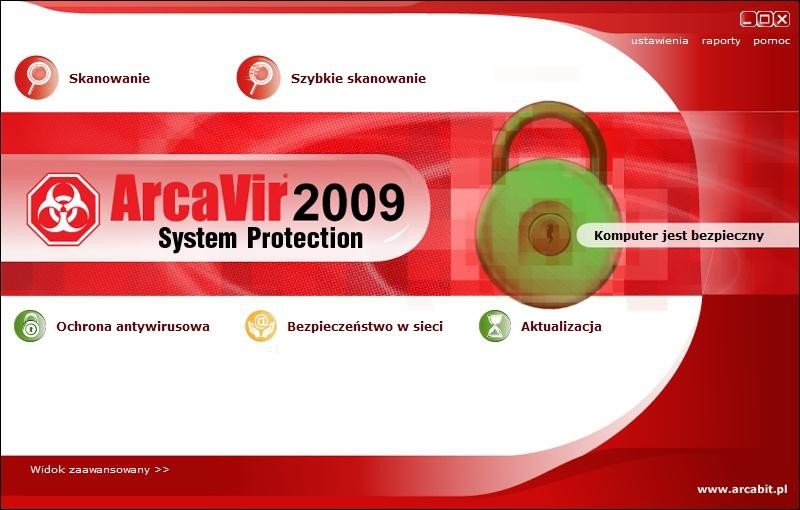 Pakiet bezpieczeństwa ArcaVir 2009 System Protection