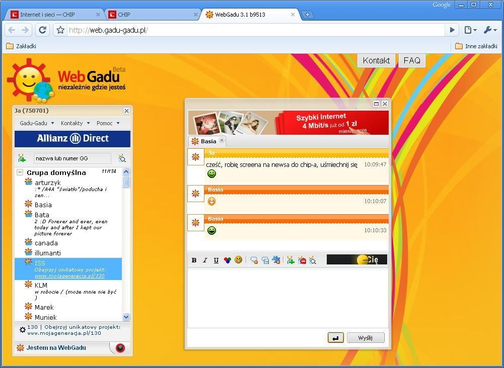 Nowi użytkownicy mogą korzystać z WebGadu natychmiast po zarejestrowaniu się