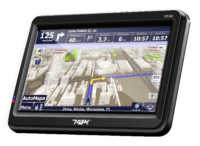 GPS-550 wyposażono w ekran dotykowy LCD TFT o przekątnej 5