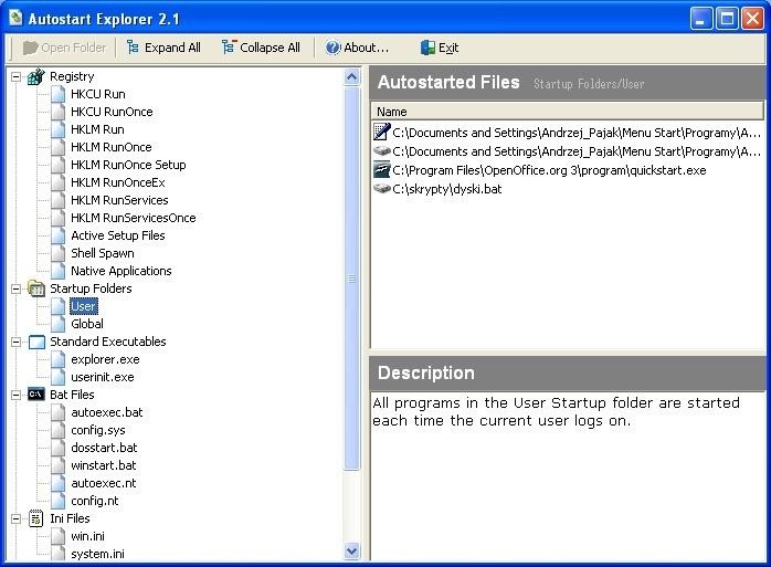 Aplikacja Autostart Explorer wyświetla składniki, o których uruchomieniu nie informuje systemowe narzędzie »msconfig.exe«.