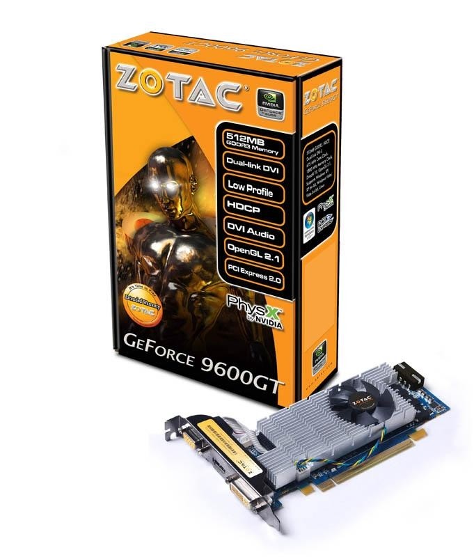 Siłą napędową ZOTAC GeForce 9600GT LP są 64 procesory strumieniowe