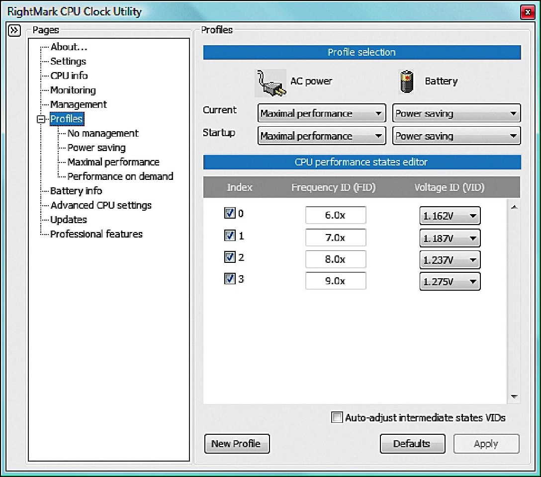 Dzięki temu narzędziu komputer działa oszczędniej. Przy poprawnych ustawieniach również bateria wytrzyma znacznie dłużej. Poprzez obniżenie mnożnika radykalnie zmniejszymy zużycie prądu.
