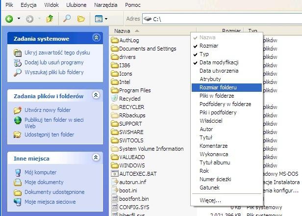 Narzędzie Folder Size rozszerza możliwości widoku szczegółów Eksploratora Windows o wyświetlenie rozmiaru podfolderów.