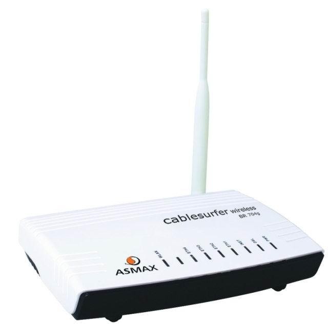 Asmax BR 704G Cablesurfer Wireless oferuje praktyczne funkcje, które ułatwiają podzielenie szerokopasmowego łącza nawet w chronionych sieciach lokalnych LAN i WLAN