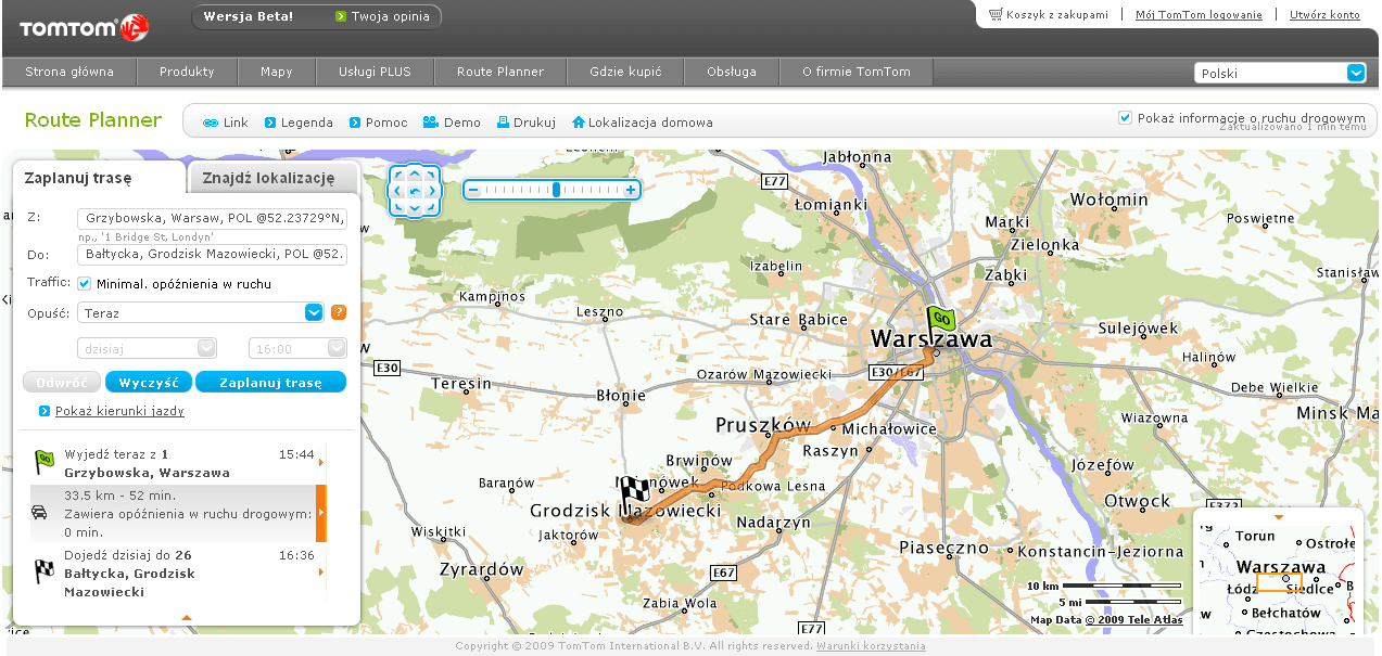 Serwis TomTom Route Planner jest już dostępny w polskiej wersji językowej