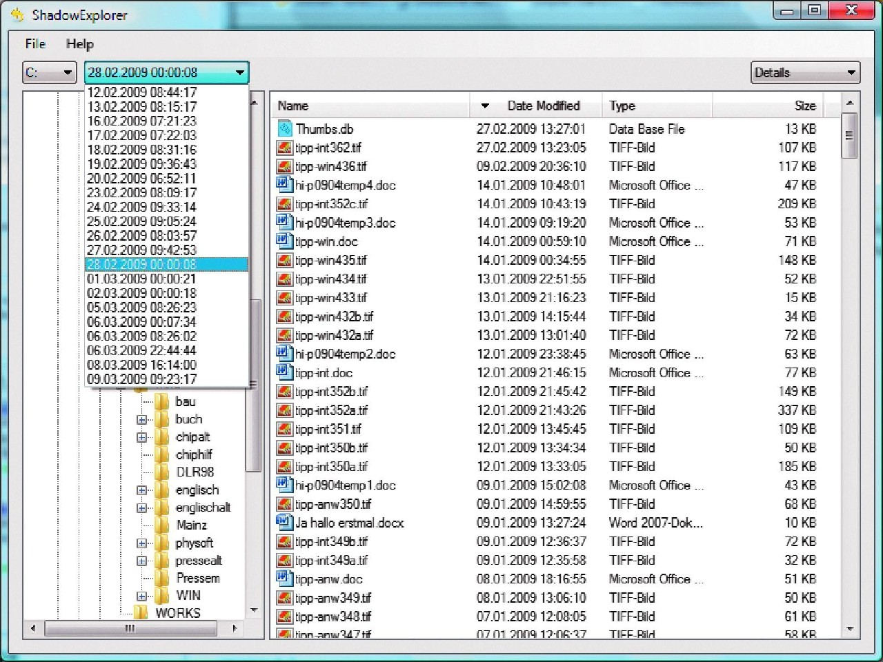 ShadowExplorer umożliwia korzystanie z kopii ukrytych również w Vista Home, co pozwala na łatwe przywrócenie poprzednich wersji plików.
