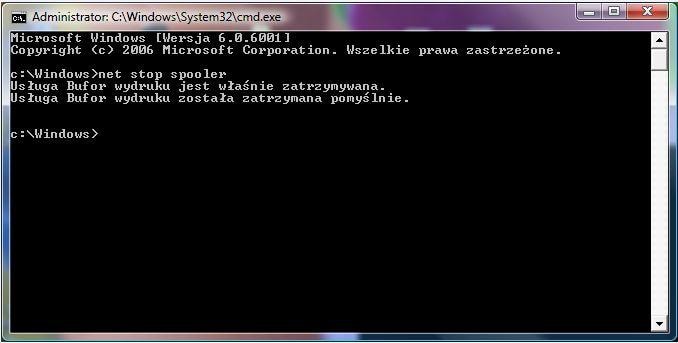 Gdy w czasie wysyłania żądania drukowania zostanie zerwane połączenie, kolejka drukowania zostanie zablokowana.