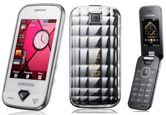 Po lewej Samsung Diva S7070, a w środku i po prawej Diva S5150