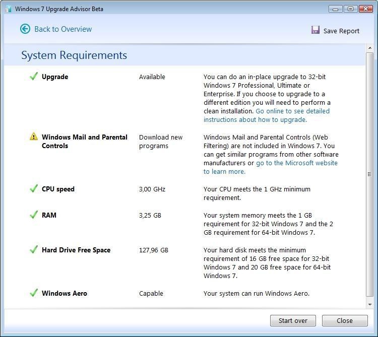 Microsoft Upgrade Advisor poinformuje, które komponenty sprzętowe są za słabe dla nowego Windows.