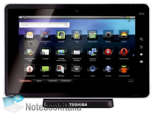 Tablet Toshiba Folio 100 z systemem Android 2.2, przeglądarką Opera Mobile i wydajnym procesorem
