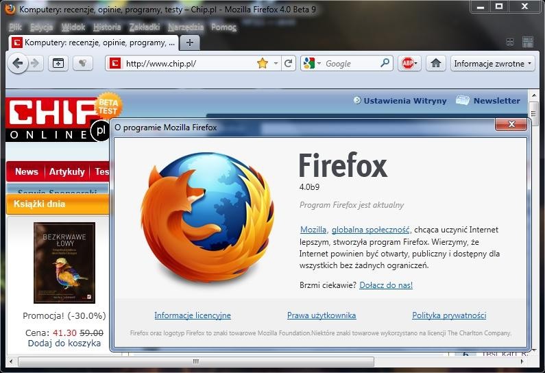 Dziewiąta beta przeglądarki Firefox 4.0