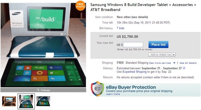 Tablety z Windows 8 DP na eBay’u
