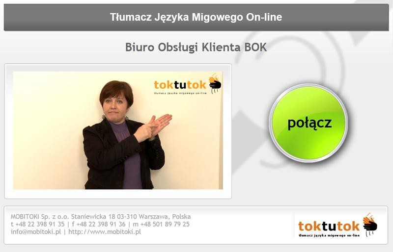 Toktutok — tłumacz języka migowego on-line