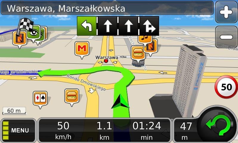 Nawigacja MapaMap 7.2: pikietaż i funkcje on-line