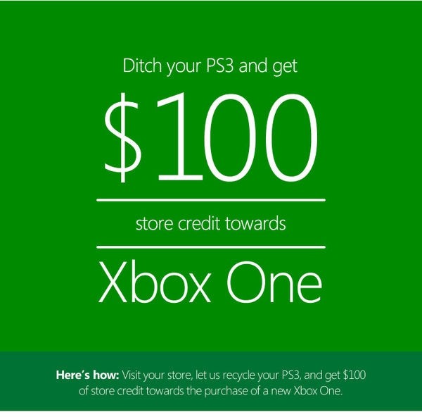Za oddanie swojego PS3 dostaniesz 100$ zniżki na Xboxa
