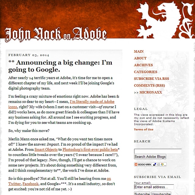 Photoshopowy guru zostawia Adobe dla… Google’a