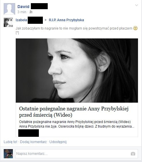Nie, to nie jest ostatnie nagranie Anny Przybylskiej!
