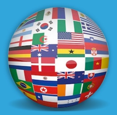 flagi państw na globusie