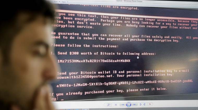 Ekran wyświetlający komunikat ransomware Petya
