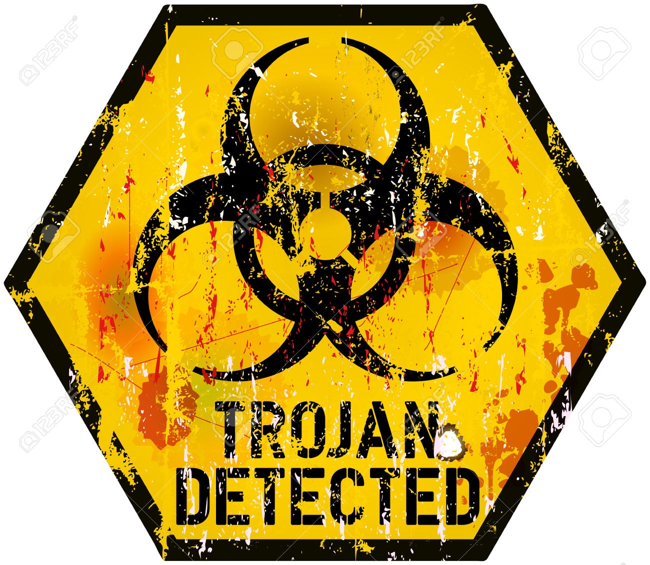 trojan / computer virus alert sign, vector illustration