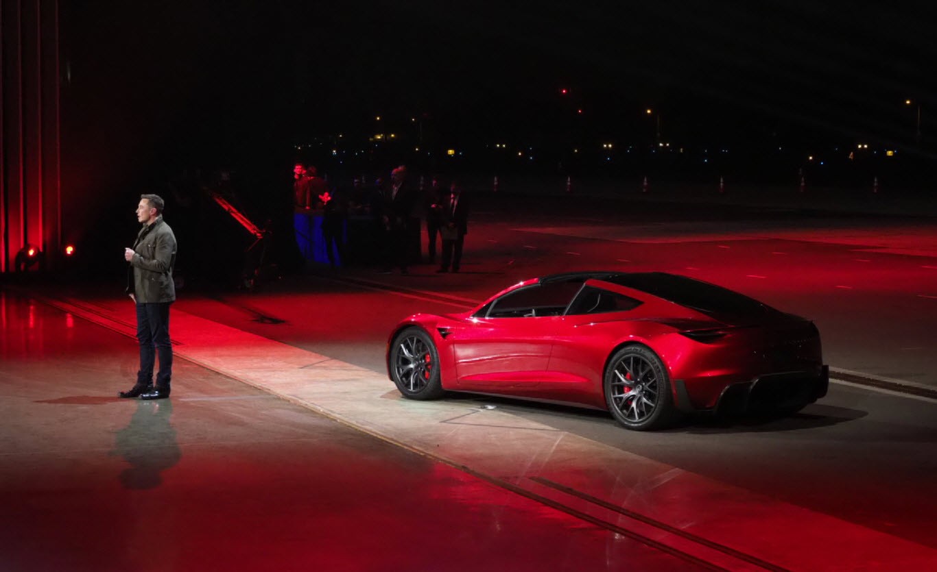 Elon Musk prezentuje Tesla Roadster
