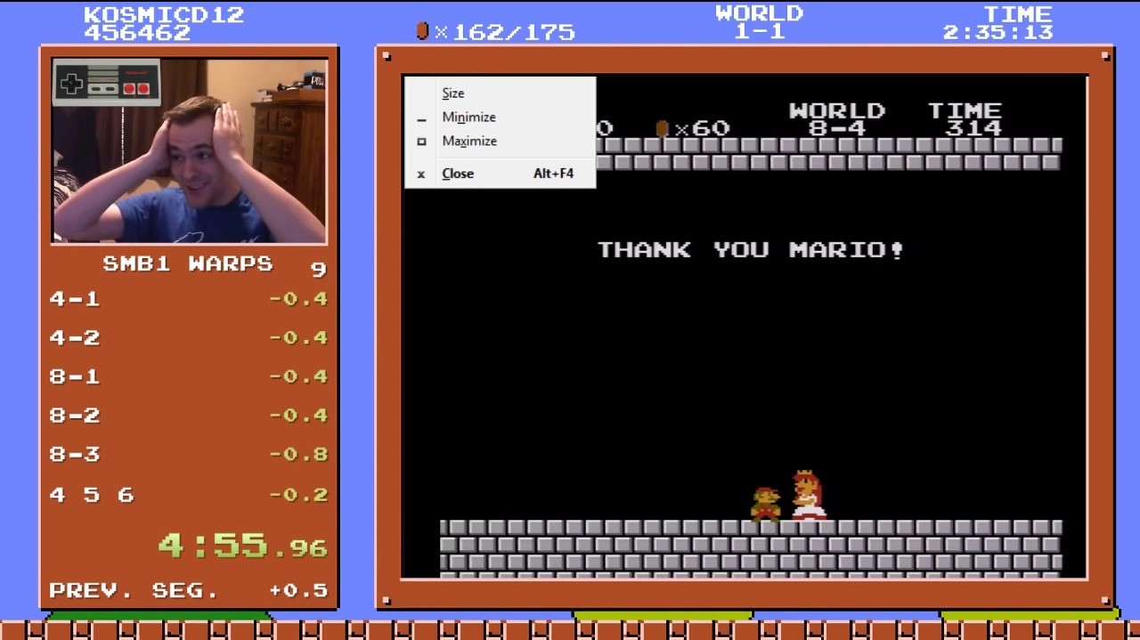 Gracz przeszedł Mario w 4 minuty i 55 sekund