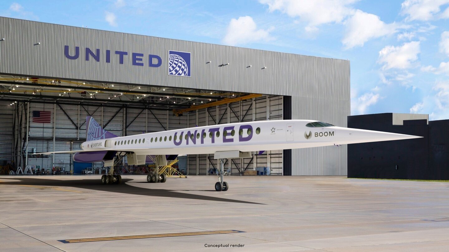 Wizualizacja samolotu hipersonicznego w barwach United Airlines

