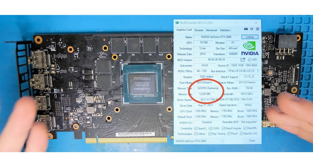 Nieoficjalny GeForce RTX 2060 12 GB. Rosjanin przylutował do laminatu dodatkowe GDDR6