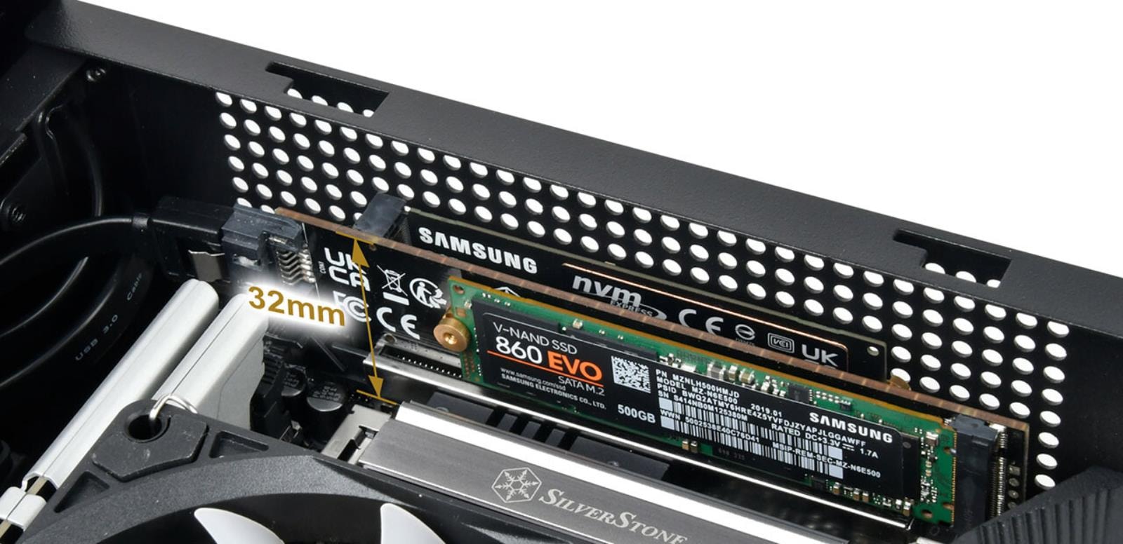 Brakuje złączy M.2, adapter z dwoma SSD M.2 od SilverStone,