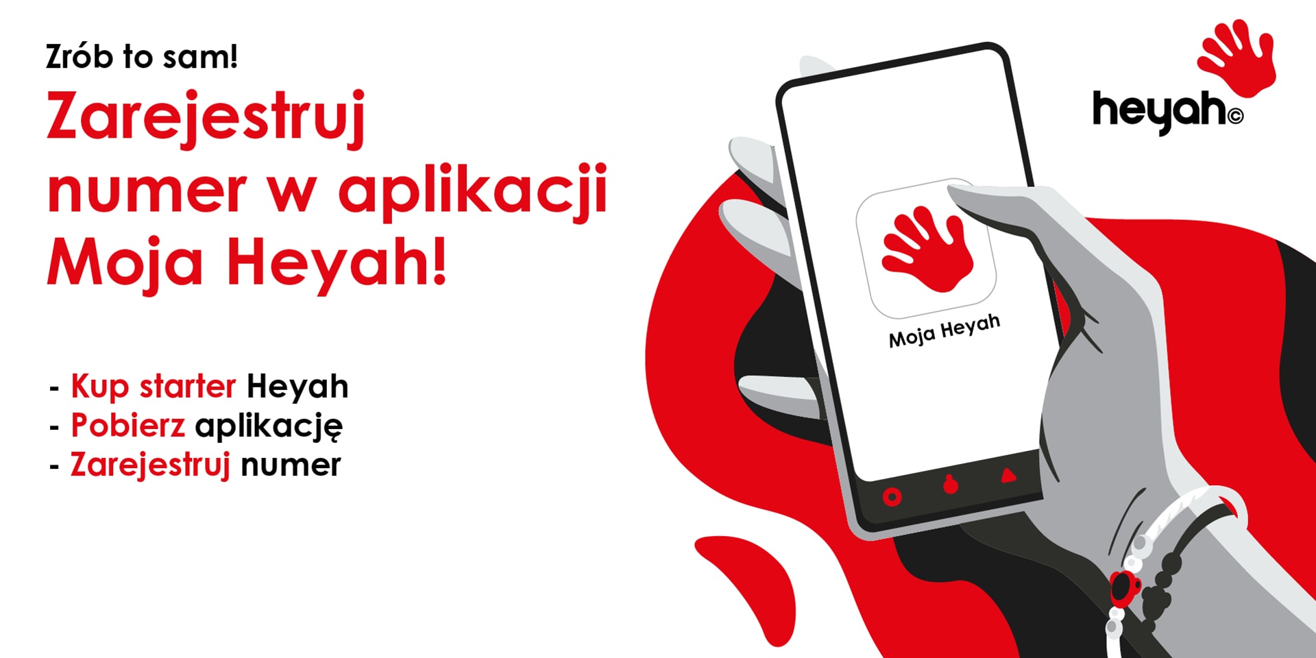 Rejestracja numeru Heyah przez aplikację