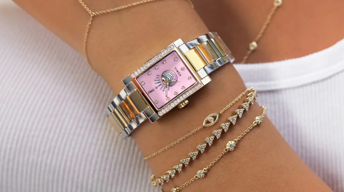Magia różowego kwarcu. Timex i Jacquie Aiche prezentują prostokątne modele Éclat